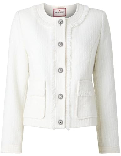 Joe Browns Women's Collarless Frayed Edge Tweed Wool Blend Jacket