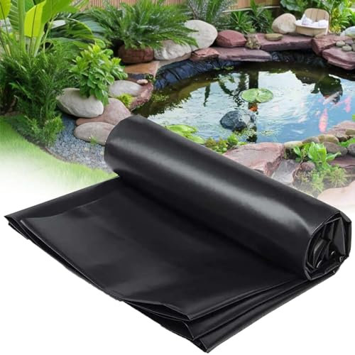 Schwarze, Flexible Teichfolie, 0,12 mm, 3 x 6 m, langlebige Teichfolie für Koiteiche für Garten, Pool, Landschaftsbau, Wasserspiele und Springbrunnen, ideal für Bachläufe, 5 x 6 m, 6 x 9 m,