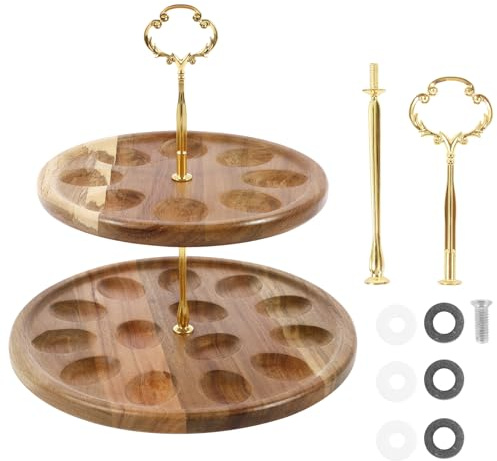 GWCYMYD 2Tier Deviled Egg Platter, 22 Holes Wooden Eggs Platter, Reversible Deviled Egg Plate for Easter Thanksgiving Christmas Cheese Serving Home Supplies