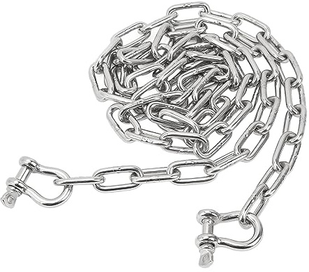 Marine Kette, 6,6 Fuß -Blei-Kette aus 316 Edelstahl, Mittelring- Kette mit Doppelten 5/16-Zoll-Fessel-Gliederketten, Geeignet für Schiffe und Yachten