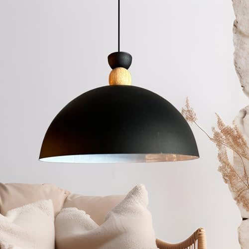 bamyum Yimpi Küchenlampe Hängend Vintage Ø30 cm, Lampenschirm Hängelampe Esstisch Wohnzimmer, Küchenlampe Hängend Schwarz, Hängelampe Küche, Pendelleuchte Wohnzimmer, Pendelleuchte Vintage Industrial