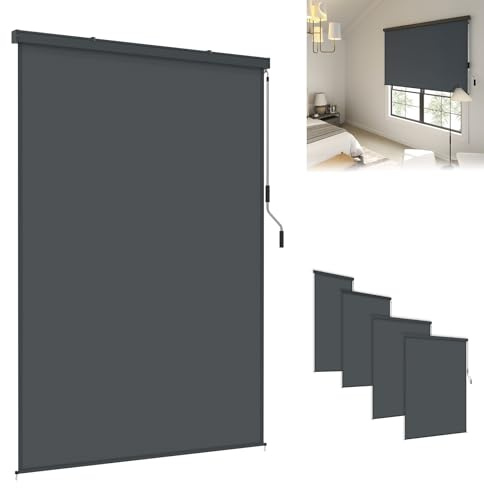 MAYTIIMO Sichtschutz Rollo 160 x 250 cm, Senkrechtmarkise für Balkon, Terrasse, Garten, Mit Kurbelbedienung, Sonnenschutz & Windschutz Wetterfest Rollo für Außenbereiche geeignet(Anthrazit)