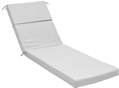 Warmiehomy Sun Lounger Cushion Only, Waterproof Garden Recliner Cushions with Removable Cover, Thicken Foam Filling Steamer Chair Cushions, Comfortable Outdoor Sunbed Cushion 182x55x7.5cm(Light Grey)