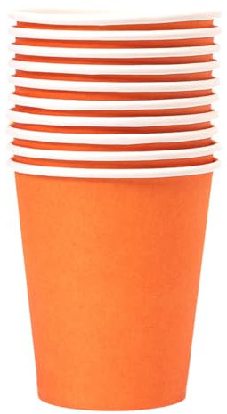 Lot de 10 gobelets jetables en carton multicolores, biodégradables, compostables, adaptés pour les fêtes, le bricolage, les festivals, les mariages, les anniversaires (orange)