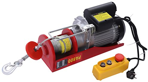 Elektrische Seilwinde, Seilzug Motorwinde 800Kg 1450W Aluminium Motor, Elektrische Seilhebezug Max Hubhöhe 10m, Seilhebezug Kettenzug， Kabelsteuerung, Schutzklasse IP40, mit Notstandsfunktion