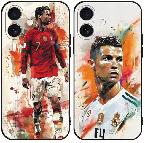TBNMBGY 2 Stück Handyhülle für iPhone 17 Hülle 6,3, Cool Sport Fußball Legend Player 7 Mode Muster Case Weich Silikon Stoßfest Cover Schutzhülle für Fans, Idol