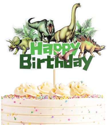 Goiern Dinosaurier Kuchen Topper, Realistischer Geburtstags Kuchenaufsatz, Karton Tortendeko mit Zahnstocher für Themenparty Dekorationen