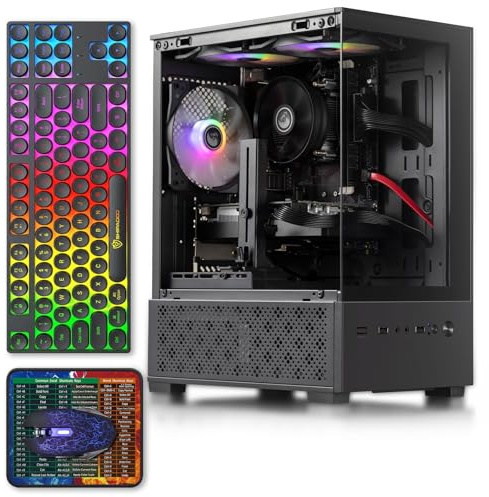 Tisukisu Prebuilt Gaming PC Desktop,Core i5 Tower Computer, RX560 4GB,Win11 | 16GB RAM and 512G SSD,WiFi,Fans×4,Windows 11 Home,Preinstalled for Gaming and Business Daily Office and Home.