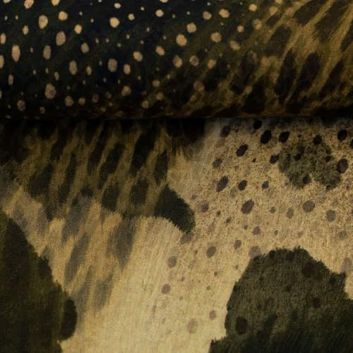 Viskose Stoff AKITA – strukturierte Viskose-Webware – Leo & Floral – Oeko-Tex® Standard 100 – 100% Viskose – leichter Blusenstoff & Kleiderstoff - Meterware (Leomuster, schlamm)