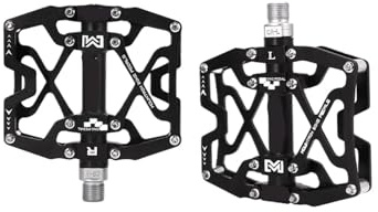 Fahrradpedale mit Licht, Aluminiumlegierung, 3 Kugellager, 14 Farben, Rennrad/MTB, wasserdicht(Y06-Black)