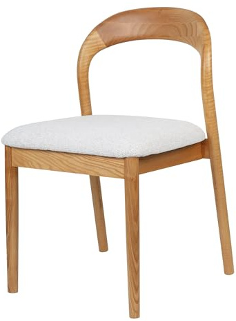SEEDWAVE Esszimmerstuhl aus Eschenholz – Bogenförmige Rückenlehne, Rundliche Linien – Nordischer Küchenstuhl im Minimalistischen Stil, Massivholzstuhl mit Schutzfüße (helle Holzfarbe)
