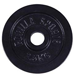 GORILLA SPORTS® Hantelscheiben - Set/Einzeln, 0,5/1,25/2/2,5/5/10/15/20/25/30 kg Gewichte, 30/31 mm, Gusseisen, Silber/Schwarz - Gewichtsscheiben, Bumper Plates