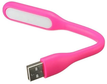 CABLEPELADO Lámpara USB flexible | Mini lámpara LED USB | Luz nocturna portátil | Silicona | compatible con power bank, portátil, teclado USB | 5V | Temperatura de color: 5000 K~5500 K | Rosa