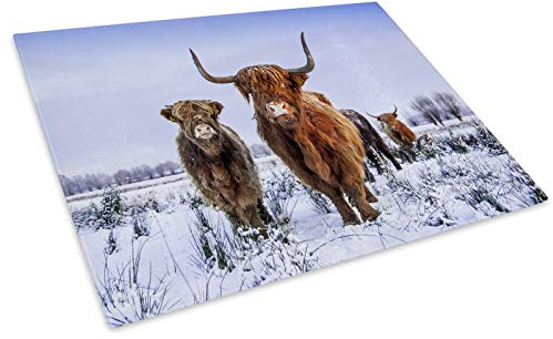 Whats On Your Wall.com Brown Snow White Blue Cow Glass Chopping Board Kitchen Worktop Saver Protector