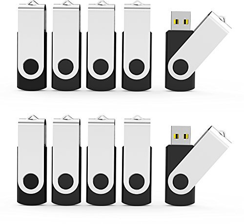Aiibe 10 Pack 8GB USB Flash Drive Flash Drives USB 2.0 Thumb Drive Memory Stick Zip Drives Bulk (8GB, 10 Pack, Black)