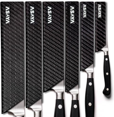Asaya Professional Chef Knife Edge Guards – 6 Piece Knives Universal Covers - Extra Strength ABS Plastic and Food Safe Kitchen Knife Sheath Covers – Knives Not Included