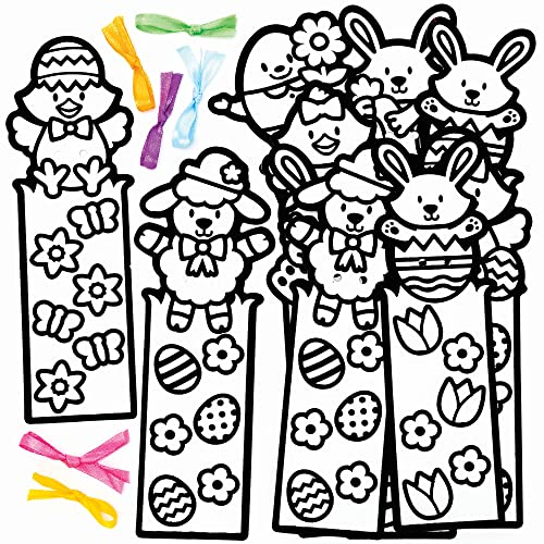 Baker Ross Lesezeichen, Fuzzy Art FC623, Oster-Sets für Kinder, aus flauschigem Filz, 12 Stück