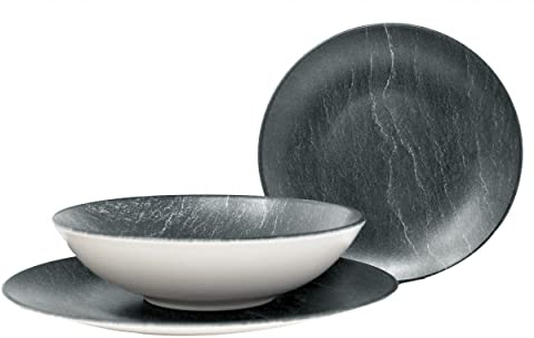 Hogar y Mas Vajilla de Cerámica Efecto Pizarra por Piezas Individuales en Color Gris.