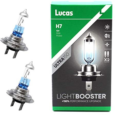 LUCAS H7 Ultra +150% mehr Helligkeit 3700K, Halogen-Scheinwerferlampe, 12V PKW, Duo Box (2 Lampen)