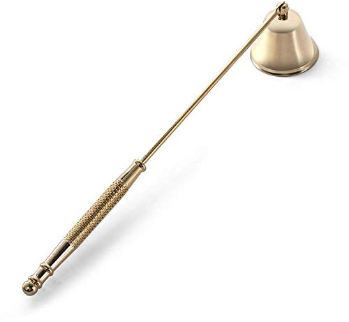 Candle Snuffer, Candle Snuffers Wick Snuffer Candle Accessory, Extinguish Candle Flame Safely with Long Handle Putting Out Fire (Gold Candle Snuffer)