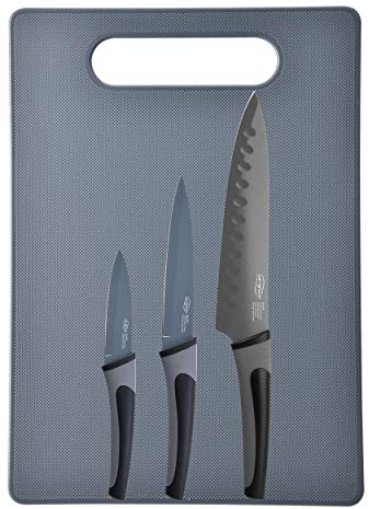 San Ignacio Set 4 Cuchillos de Acero Inoxidable Razor en Color Gris, Multicolor
