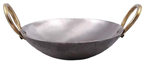 RNB Store Traditional Indian Handmade Cast Iron Kadai Cooking Wok Cast Iron Wok Kadhai 3 Liter Cast Iron Kadhai