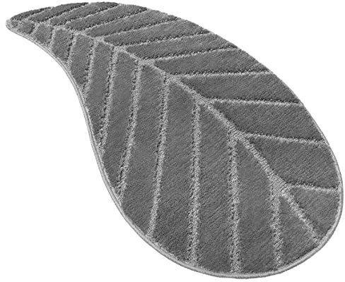 Badteppich Blatt weich saugfähig Schlafzimmer Dusche rutschfest Modell FIJI grau