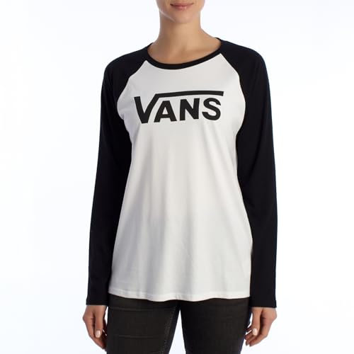 Vans Women's Drop V Ls Raglan-b T Shirt, White, L UK