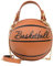 Runde Basketball-förmige Umhängetasche für Damen, Fußball-Tragetaschen, Kette, Umhängetasche, lässiger Reißverschluss, Mini-PU-Handtasche für Mädchen, Basketball Hellbraun,