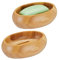 Relaxdays 2 x Seifenschale, Bambus, mit Ablauf, feuchtigkeitsresistent, ovale Seifenablage, HxBxT: 4,5 x 14 x 10 cm, Natur