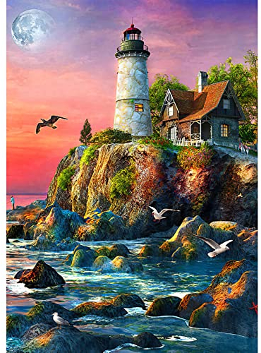DAERLE Diamond Painting Leuchtturm Set für Kinder und Erwachsene, Malen Nach Zahlen, Diamanten Dekoration 30x40cm