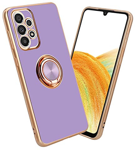 Cadorabo Hülle kompatibel mit Samsung Galaxy A33 5G Schutzhülle TPU Silikon Case mit Ring Design mit Kameraschutz Slim Kratzfest Weiche Gummi mit Rundumschutz Case Hülle für Galaxy A33 5G in Lila