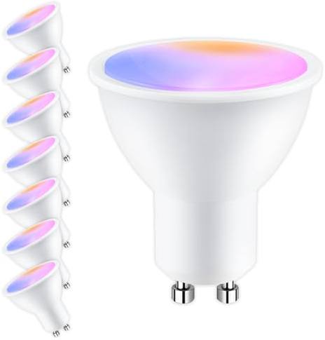 ANTELA Ampoule Connectée Gu10 WiFi 5W 400LM LED RGB 2700K-6500K Compatible avec Alexa/Google Home, APP Télécommande, Contrôle Vocal, Ampoule Intelligente Aucun Hub Requis, 8 PCS