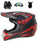 Senhill Motocross Helm Motorrad Helm DOT Downhill Fullface Helm Unisex Jugend Renn Motocross Fahrradhelm Off Road Dirt Bike Helm mit Handschuhen Brille Maske (Rot, L)