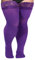 Moon Wood Taglia Plus Calze Autoreggenti Viola da Donna, 55 Denari，Semi-Trasparenti，Eelastich，Antiscivolo Calze Autoreggenti Alte Alla Coscia, con Silicone,Viola
