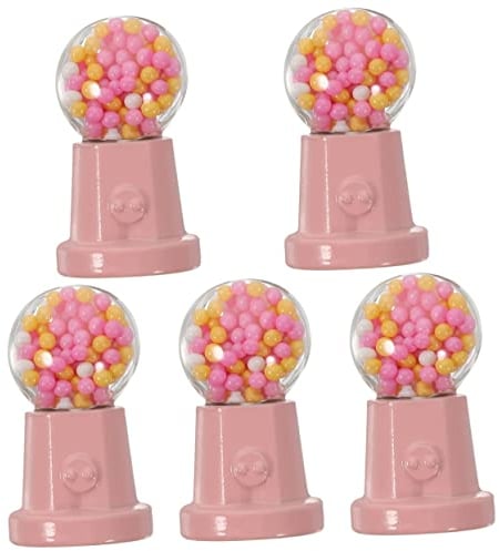 Toyvian 5pcs Mini Candy Machine Gumball Machine Candy Dollhouse Miniature Decoration Gumball Bank Tiny House Accessories Mini Toys Mini Vending Machine for Candy Child Food Play Bubble Gum