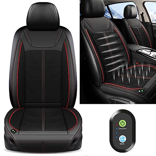 Zyph Kfz-Sitzauflage mit Belüftung für Tesla Model 3 Model S Model X,12V Autositz Kühlung Klimaanlagen-Kissen,Auto Kühlkissen,A/BlackRed-A/Single Block