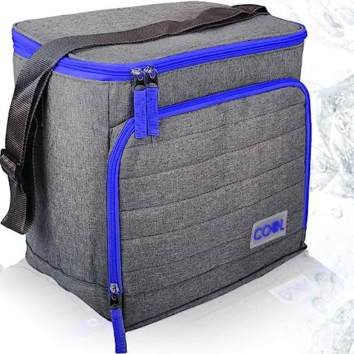 18 Liter Kühltasche Thermotasche Einkauf Picknick Schwimmbad Tasche Isoliertasche (Grau-Blau)