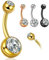 14G Kugel Bauchnabelpiercing Gold, Chirurgenstahl, Antiallergie Lang Nabelpiercing Belly Piercing, 12mm Stablänge