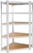 SPRINGOS Étagère d’Angle Métal 124 x 180 x 90 cm, 5 Tablettes MDF Solides, Étagère Lourde, pour Garage, Cave, Atelier, Rangement Stable, Facile à Monter