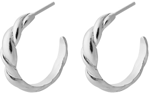 Pernille Corydon Creolen Damen Silber Hana Earrings - 2.2 cm/Creol Ohrringe Silber 925 verschlungene Bänder - E467s