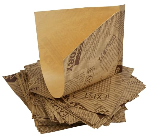 AWCIGG 200 Stück Burger Papier, 15 x 15 cm Burger Tüten, Sandwich Tüten, Snacktaschen, Fettdicht Speisetüten, Alter Zeitungsdruckstil, Lebensmitteltüten für Burger, Snack, Pommes Frites