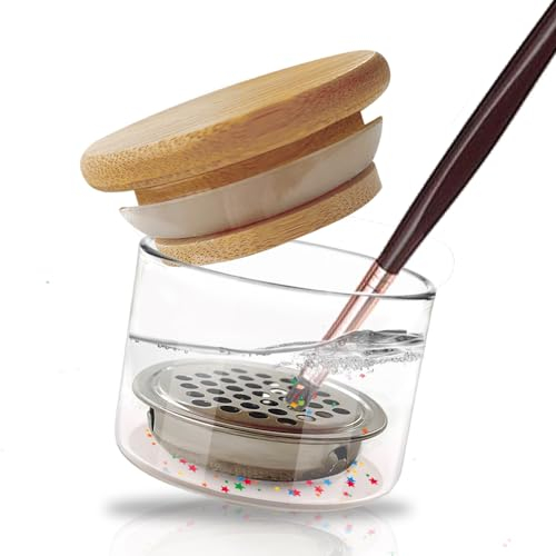 Nagel Pinsel Waschbecher Nagelpinsel Waschschüssel mit Deckel Nail Art Acryl Pinsel Reiniger Nagelbürste Waschtasse für Nagel Pailletten Glitzer Puder Mesh Layered Nail Brush Wash Cups Nailart Zubehör