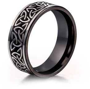 Skcess Edelstahl Ring Männer, Ringe Herren Bronze Vintage Keltischer Knoten 7,8Mm Ringe für Herren Männer