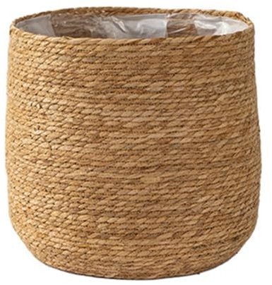 Mozzdsa Blumentopf Aus Seegras - Geflochtener Pflanztopf - Dekorativer Pflanzkorb mit Kunststofffolieneinsatz im Boho-Stil S