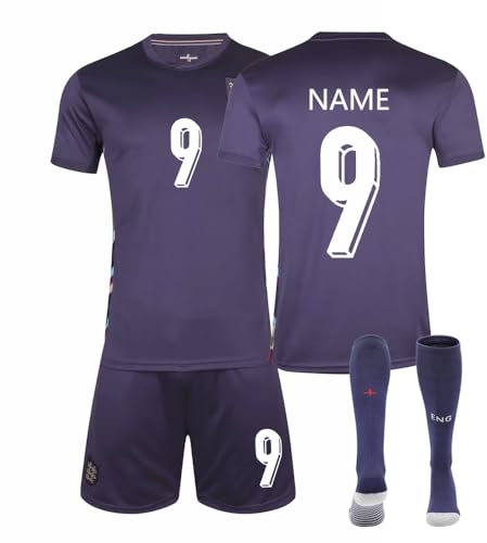 Eoklikla Personalised Soccer Jersey England Tracksuit, Home Away Kits for Boys Men's Football Training Shirts Shorts and Socks Activewear Football Kit Sportwear Soccer Jersey for Adults and Kids