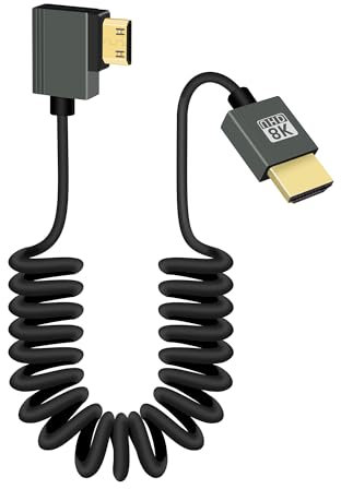RIIEYOCA 8K Cavo Mini HDMI a HDMI Corto di 90 Gradi, Angolo Sinistro 48Gbps Alta Velocità Mini HDMI2.1 Supporta 8K@60Hz, Compatibile con Videocamere, Monitor (Sinistra)
