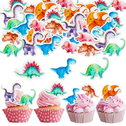 OSDUE Tortendeko Dinosaurier, 50 Stück Dinosaurier Kuchen Dekoration Deko Torte Cupcake Toppers Tortendeko für Geburtstag Hochzeit Party Kuchen Party Essen Dekoration
