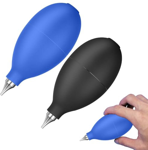 2 Pcs Squeeze Ball Pump Duster for Hearing Aids, Hearing Aid Cleaning Kits, Silicone Air Dust Blower for Watch Camera Lens Hearing Aid (Blue and Black)