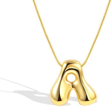Collar con letras de burbujas, collares con inicial de burbujas para mujer, collares con colgante de letra inglesa A-Z, joyería para damas, hijas, hermanas